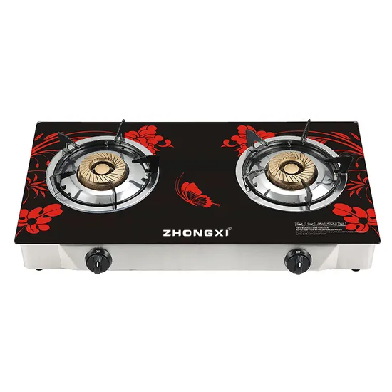 Elettrodomestico da cucina Fornello a gas con piano in vetro temperato a due fuochi